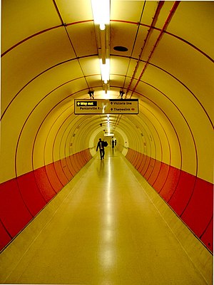 A pedestrian tunnel at King's Cross station