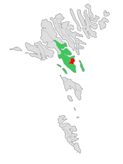 托尔斯港市镇在法罗群岛的位置（绿色和红色部分）