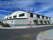 Demountable Hangar located at the North Apron, Phoenix-Mesa Gateway Airport (formally Williams AFB), Mesa, Arizona. Built in 1925 and designed by Webb, Del E., Construction Company to resemble an enlisted aviator badge of the Army Air Force. Listed on the National Register of Historic Places in 1995, ref. #95000743.