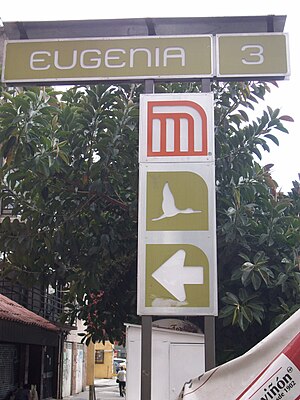 A sign indicating one of the entrances to the station