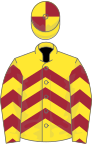 YELLOW and MAROON CHEVRONS, quartered cap