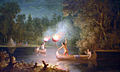 Paul Kane (1810–1871): Spearing Salmon By Torchlight, oil painting