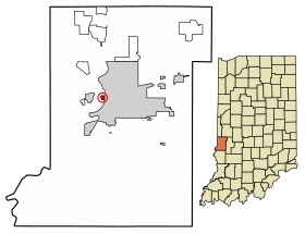 Location of Taylorville in Vigo County, Indiana.