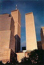 World Trade Center from Battery Park City, May 2001.