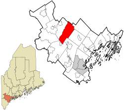 雷蒙德在坎伯兰县的位置（以红色标示）