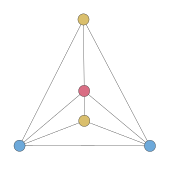 A line drawing with multicolored dots