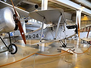 colour photo of the surviving silver-doped Martinsyde Buzzard in the Aviation Museum of Finland