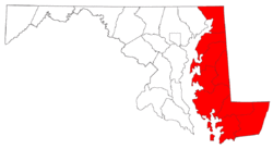 The counties of the Eastern Shore of Maryland