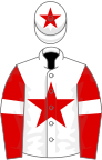 White, red star, red sleeves, white armlets, white cap, red star