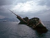 The sunken former RMS Queen Elizabeth