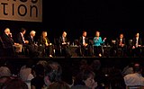 All candidates and moderators on stage