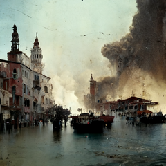 威尼斯受到轰炸的模拟图像