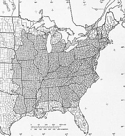 US range map of Carya cordiformis