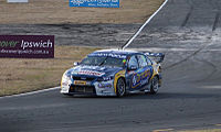 The FG Falcon of Mark Winterbottom at Queensland Raceway in August 2011.