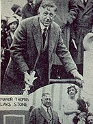 Mayor James John Thomas laying the cornerstone, 1926
