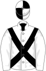 White, black cross-belts, white sleeves, white cap, black quartered