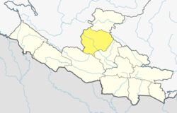 Location of Rolpa (dark yellow) in Lumbini Province