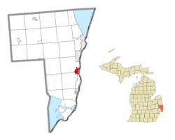 圣克莱尔在圣克莱尔县及密歇根州的位置（以红色标示）