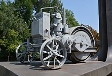 Diesel machine monument on the plant memorial