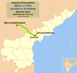 (Vijayawada – Lingampalli) Intercity Express route map