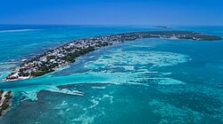 Aerial view of Caye Caulker