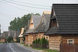 Wooden houses alongside the main street