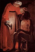 《约伯与妻子对话》，乔治·德·拉·图尔绘