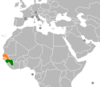 Location map for Guinea and Senegal.