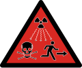 2007 ISO radioactivity danger symbol intended for IAEA Category 1, 2 and 3 sources defined as dangerous sources capable of death or serious injury[136]
