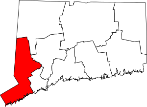 Map of Connecticut highlighting Western Connecticut Planning Region