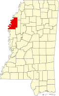 玻利瓦尔县在密西西比州的位置