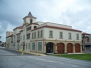 Town Hall from the North, with the doors from the now removed Fire Department.