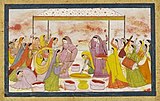 L-33. An Indian painting depicting Ladies playing Holi, the festival of colours