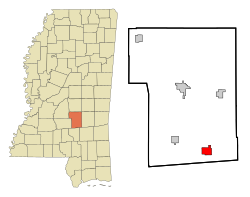 泰勒斯维尔在史密斯县及密西西比州的位置（以红色标示）