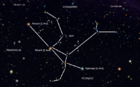 A photo of the constellation Andromeda with all Bayer-designated stars marked and the IAU figure drawn in