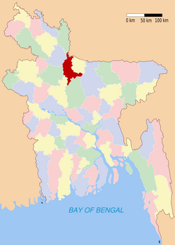 杰马勒布尔县于孟加拉位置图