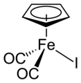 CpFe(CO)2I is an example of a piano stool complex with two different monodentate ligands.