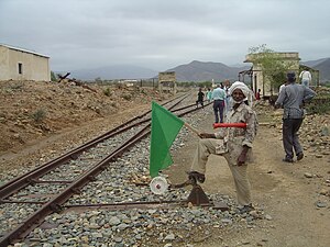 Signal flag at Damas station