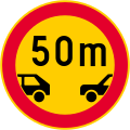 Minimum distance between power driven vehicles (formerly used )