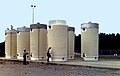 Image 61Dry cask storage vessels storing spent nuclear fuel assemblies (from Nuclear power)