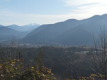 Oakridge as seen from a hill to the north