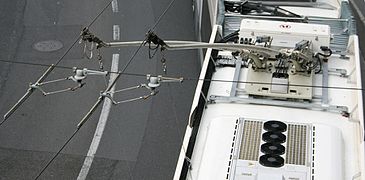 集電竿與電纜相連的運行狀態
