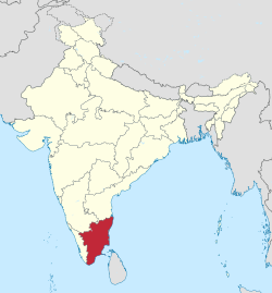 泰米尔纳德邦在印度的位置