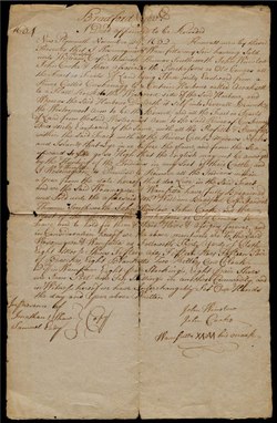 Purchase deed from November 29, 1652, for Old Dartmouth.[1]