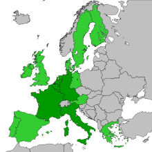 Map of the 15 ECSC members in 2002