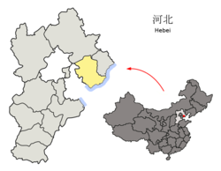 Location of Tangshan City jurisdiction in Hebei