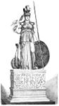 Gravure ancienne d'une statue féminine