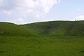 Uffington - the Manger, with the White Horse at centre skyline and Dragon Hill (left)