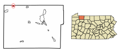 Location of Bear Lake in Warren County, Pennsylvania.