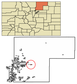 Location of Kersey in Weld County, Colorado.